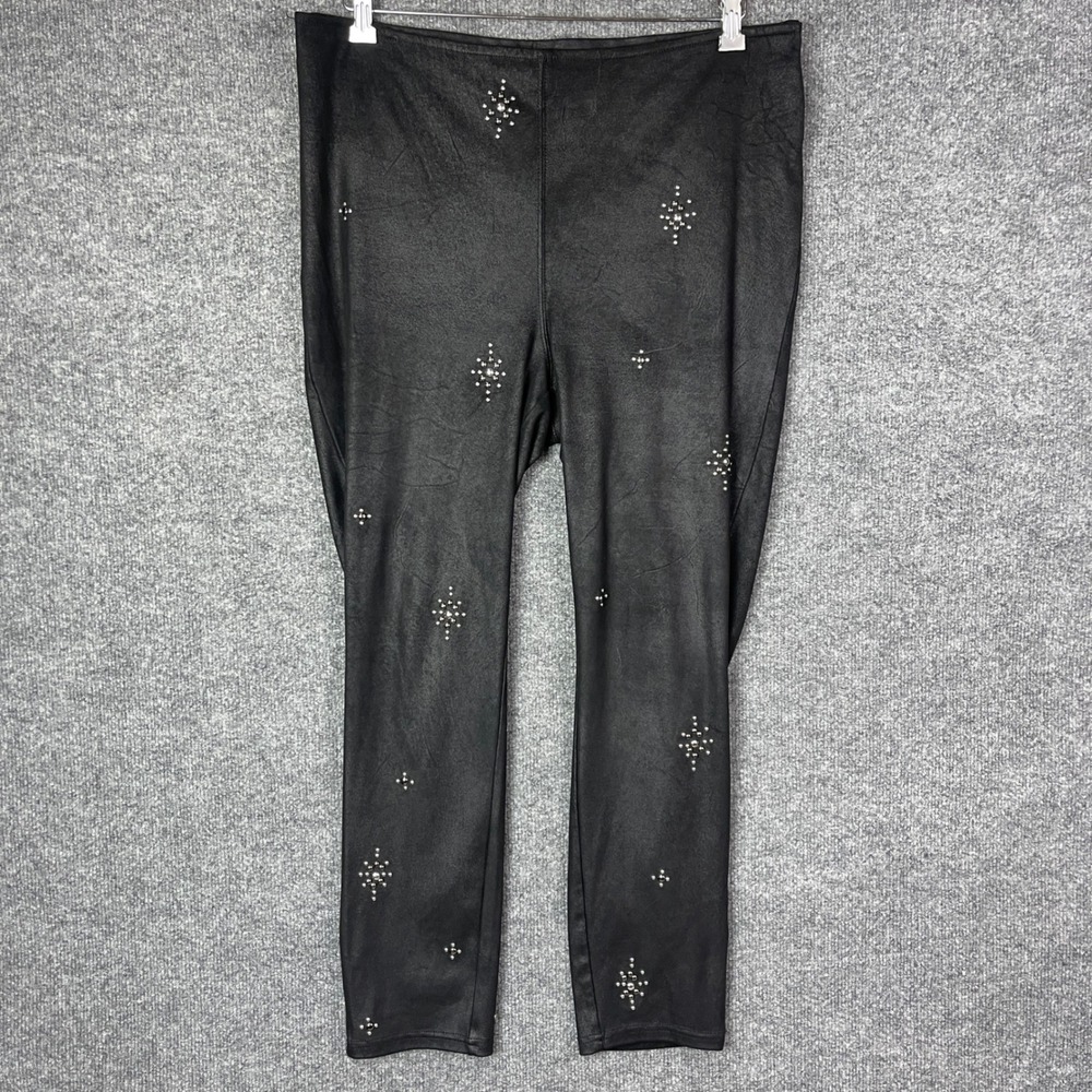 Free People Leggings Womens 31 Black Studded Faux Leather Pants
